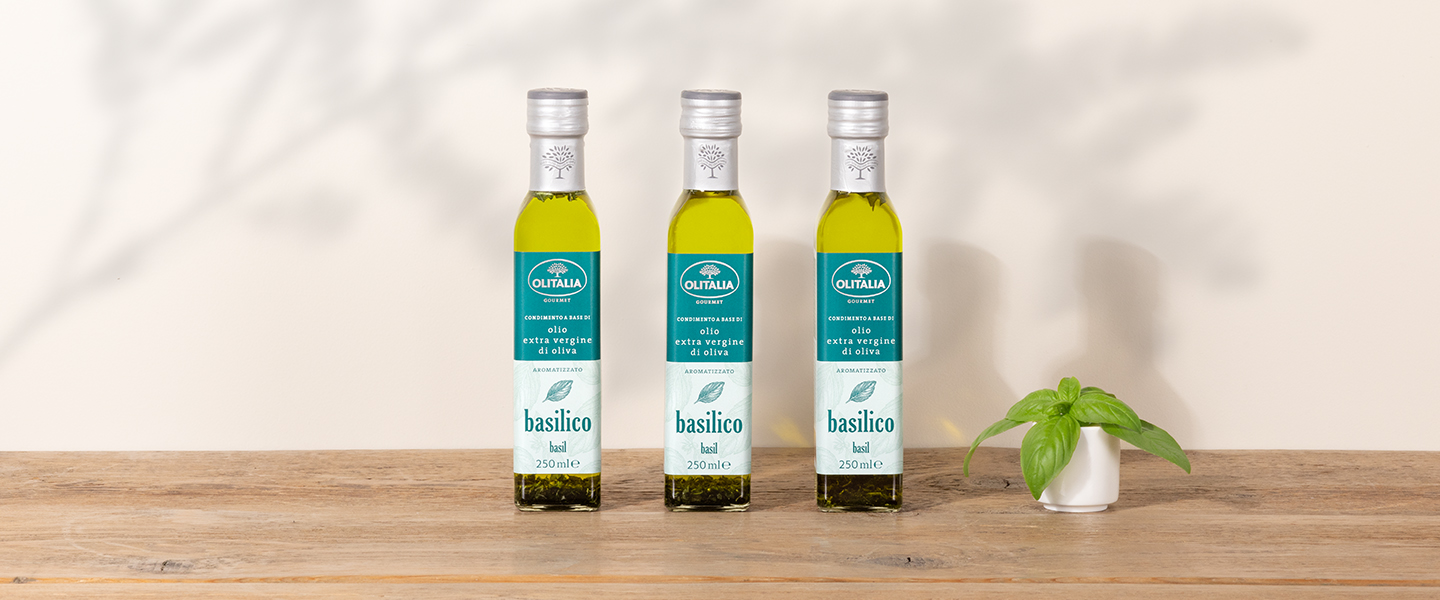 Condimento a base di olio extra vergine di oliva aromatizzato al basilico - 3 bottiglie 1