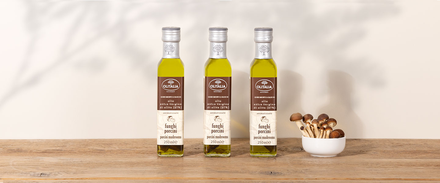 Condimento a base di olio extra vergine di oliva (97%) aromatizzato ai funghi porcini - 3 bottiglie 1