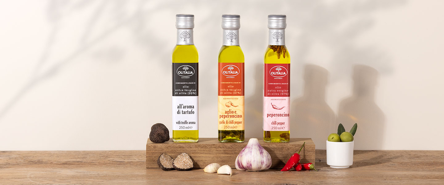 Pack misto condimenti a base di olio extra vergine di oliva aromatizzato - 3 bottiglie 1